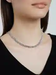 Серебряный чокер-ожерелье на шею с искусственными камнями
