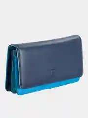 Голубой итальянский женский кожаный кошелек DuDuBags серии Canarie