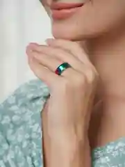 Кольцо из стали матовое широкое, цвет радужный