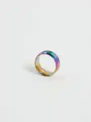 Кольцо из стали матовое широкое, цвет радужный