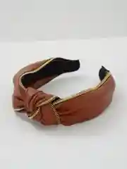 Рыжий ободок с узлом кожанный, цвета МИКС