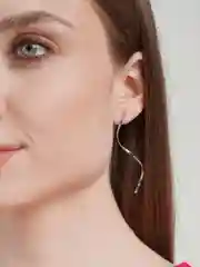 Серебряный серьги пусеты длинные Волна/ серьги гвоздики