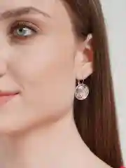 Серебряный винтажные круглые серьги с цветочным принтом