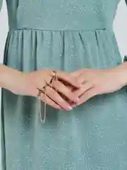 Золотой кольца с цепью one size