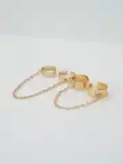 Золотой кольца с цепью one size