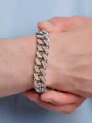 Серебряный мужской браслет "Кубинская цепь" с камнями
