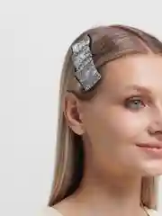 Серебряный заколка женская со стразами, 3 цвета