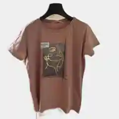 Бежевый футболка женская, оверсайз