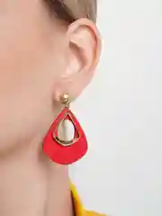 Розовый серьги-подвески, деревянные