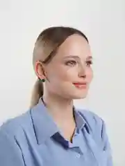 Серьги-гвоздики деревянные, круглые, смола, зеленый малахит