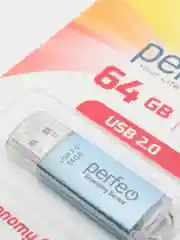 Синий флеш-накопитель Perfeo E01 economy series 4, 8, 16, 32, 64 Гб