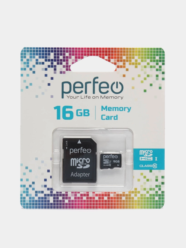 Карта памяти Perfeo microSD 4/8/16/32/64/128 GB с адаптером Class 10