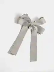 Серый меланж бант для волос на заколке - автомат / банты для девочек школьные / Атласный / Женская