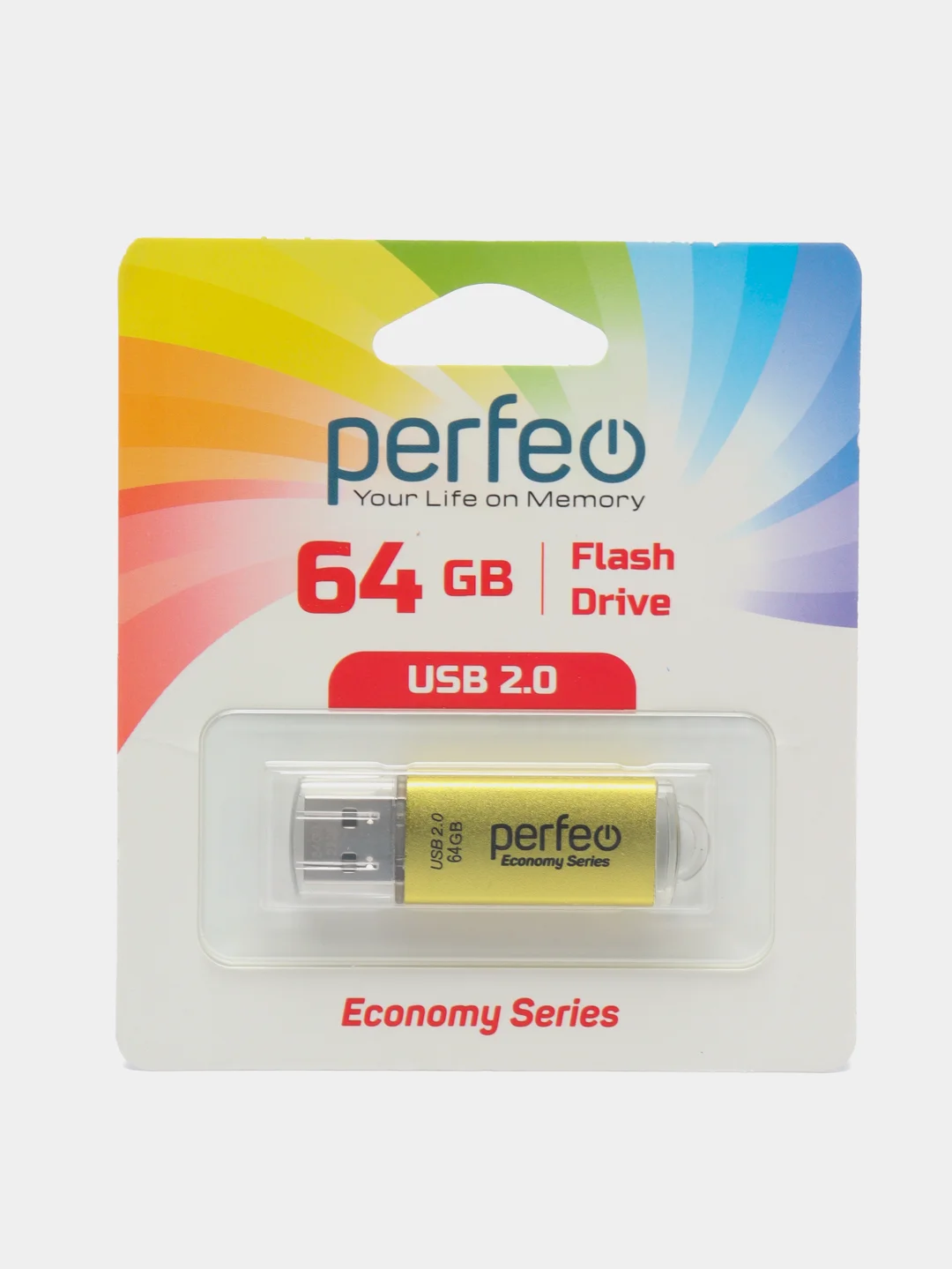 Золотой флеш-накопитель Perfeo E01 economy series 4, 8, 16, 32, 64 Гб