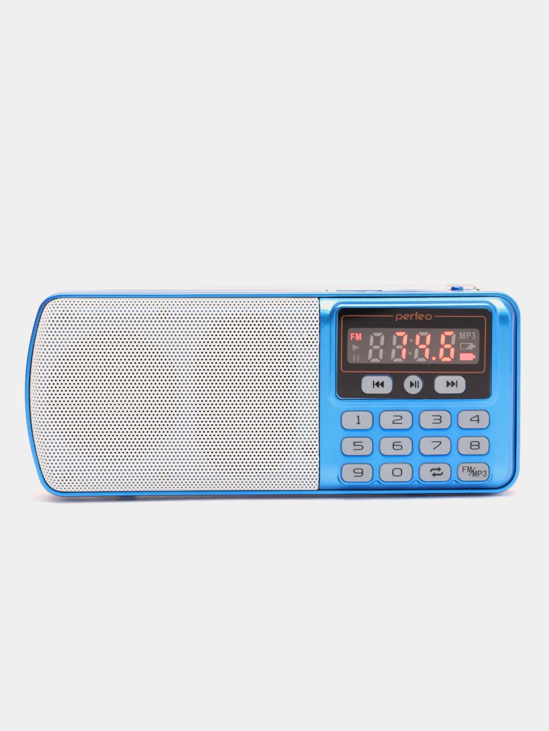 Синий радиоприемник цифровой Perfeo i120 Егерь FM+ 70-108МГц