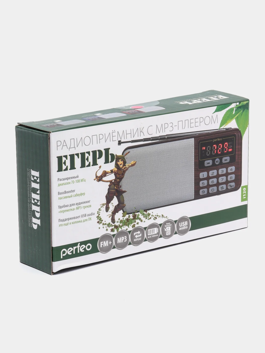 Красный радиоприемник цифровой Perfeo i120 Егерь FM+ 70-108МГц