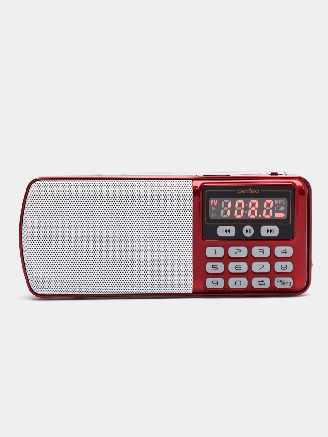 Красный радиоприемник цифровой Perfeo i120 Егерь FM+ 70-108МГц