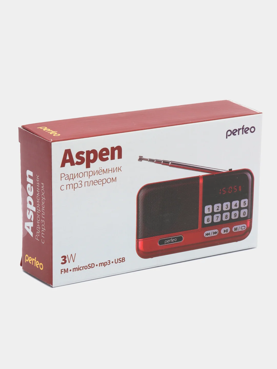 Красный радиоприемник цифровой Perfeo Aspen FM+ 87.5-108 МГц