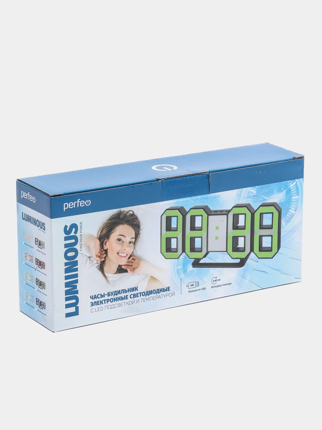 Красный led часы-будильник Perfeo LUMINOUS, черный корпус