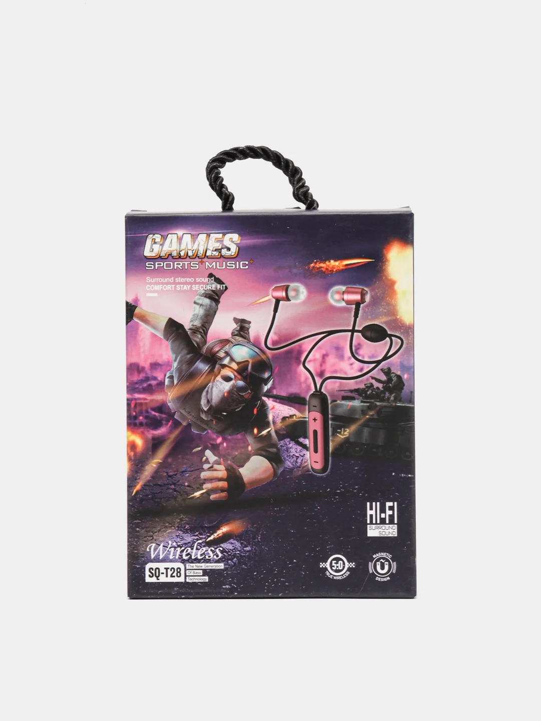 Пудровый беспроводные вакуумные наушники bluetooth, bass earphone sq-t28 games sports musik