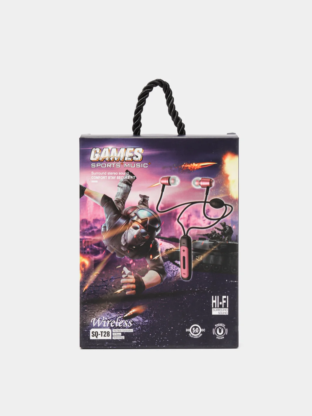 Бежевый беспроводные вакуумные наушники bluetooth, bass earphone sq-t28 games sports musik