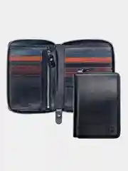 Черный кожаный мужской кошелёк для паспорта и документов на молнии Nevatus DG серии Gustave