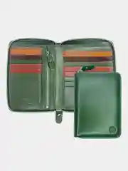 Зеленый кожаный мужской кошелёк для паспорта и документов на молнии Nevatus DG серии Gustave