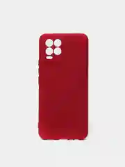 Вишнёвый чехол для Realme 8 / 8 Pro c защитой камеры и бархатом внутри