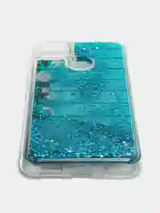 Светло-синий чехол Xiaomi Redmi 9C, Redmi 9C NFC, Redmi 10A, Редми 9С переливающийся жидкий с блестками