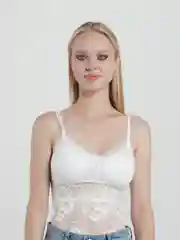Белый майка топ кружевной на лямках