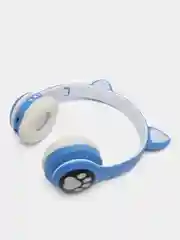 Синий беспроводные Bluetooth наушники с кошачьими светящимися ушками