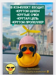 Утка в шлеме, с пропеллером и в очках/ крутая уточка в машину