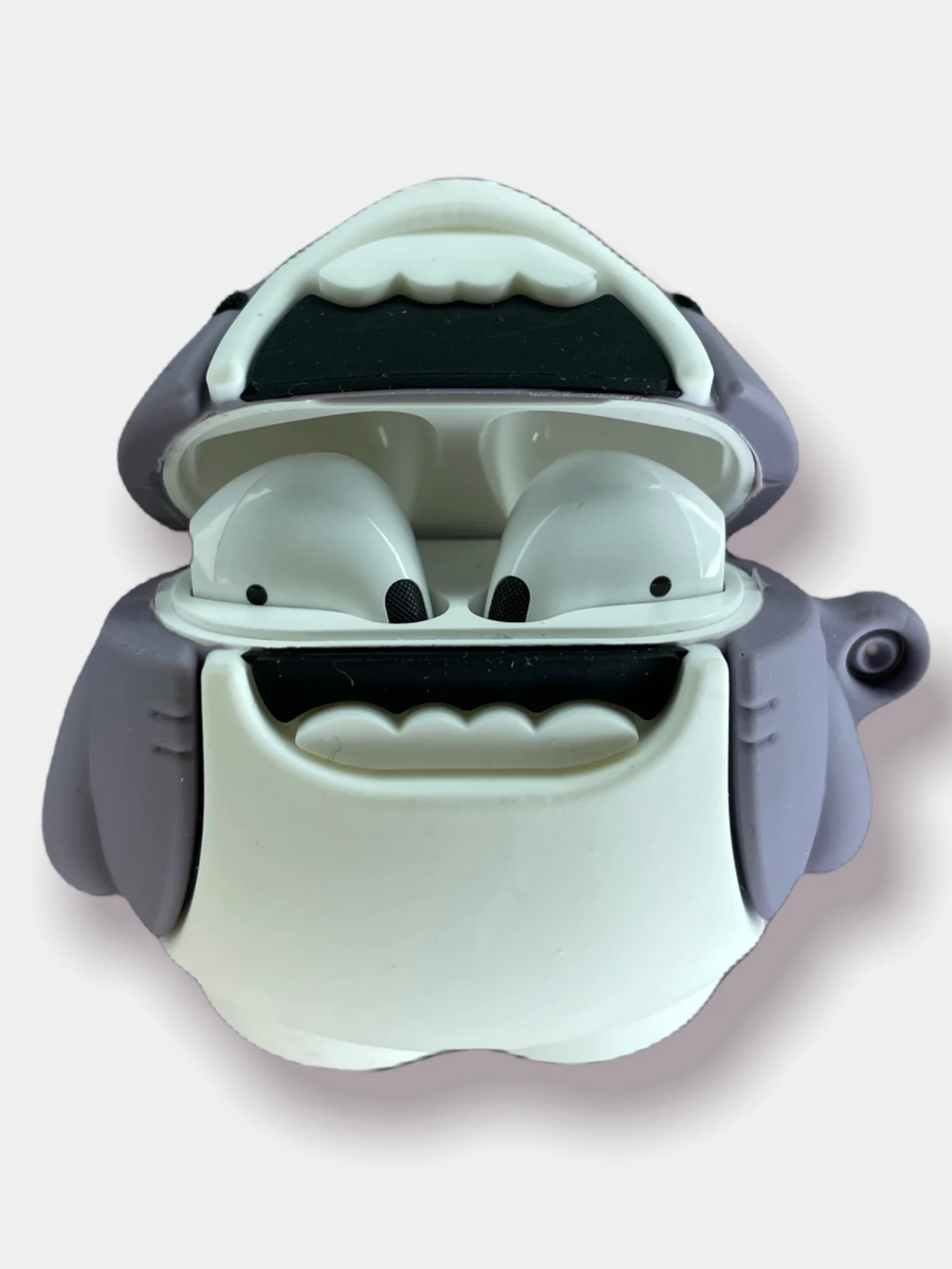 Серый металлик чехол для беспроводных наушников на AirPods 4 mini TWS Pro 4 "Мультяшка"