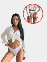 Белый трусы стринги женские, бесшовные