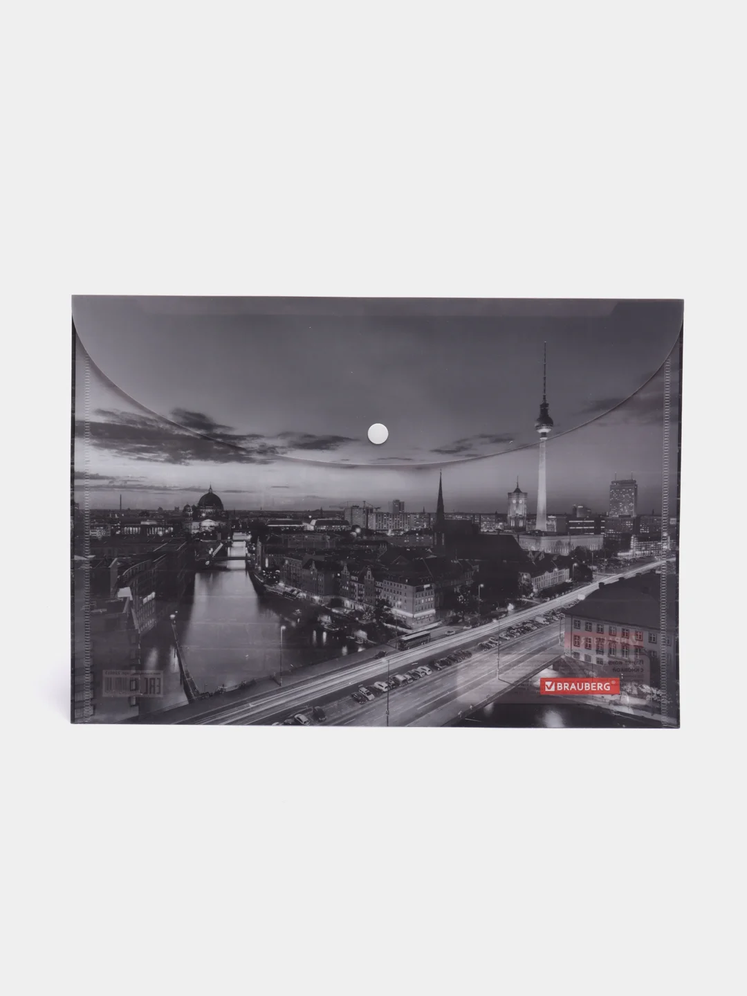 Папка-конверт с кнопкой BRAUBERG "NIGHT CITY", А4, 160 мкм, цветная печать