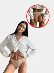 Бежевый трусы стринги женские, бесшовные