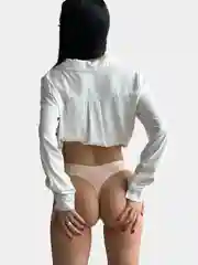 Бежевый трусы стринги женские, бесшовные
