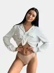 Бежевый трусы стринги женские, бесшовные
