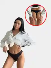 Черный трусы стринги женские, бесшовные