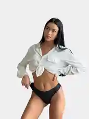 Черный трусы стринги женские, бесшовные