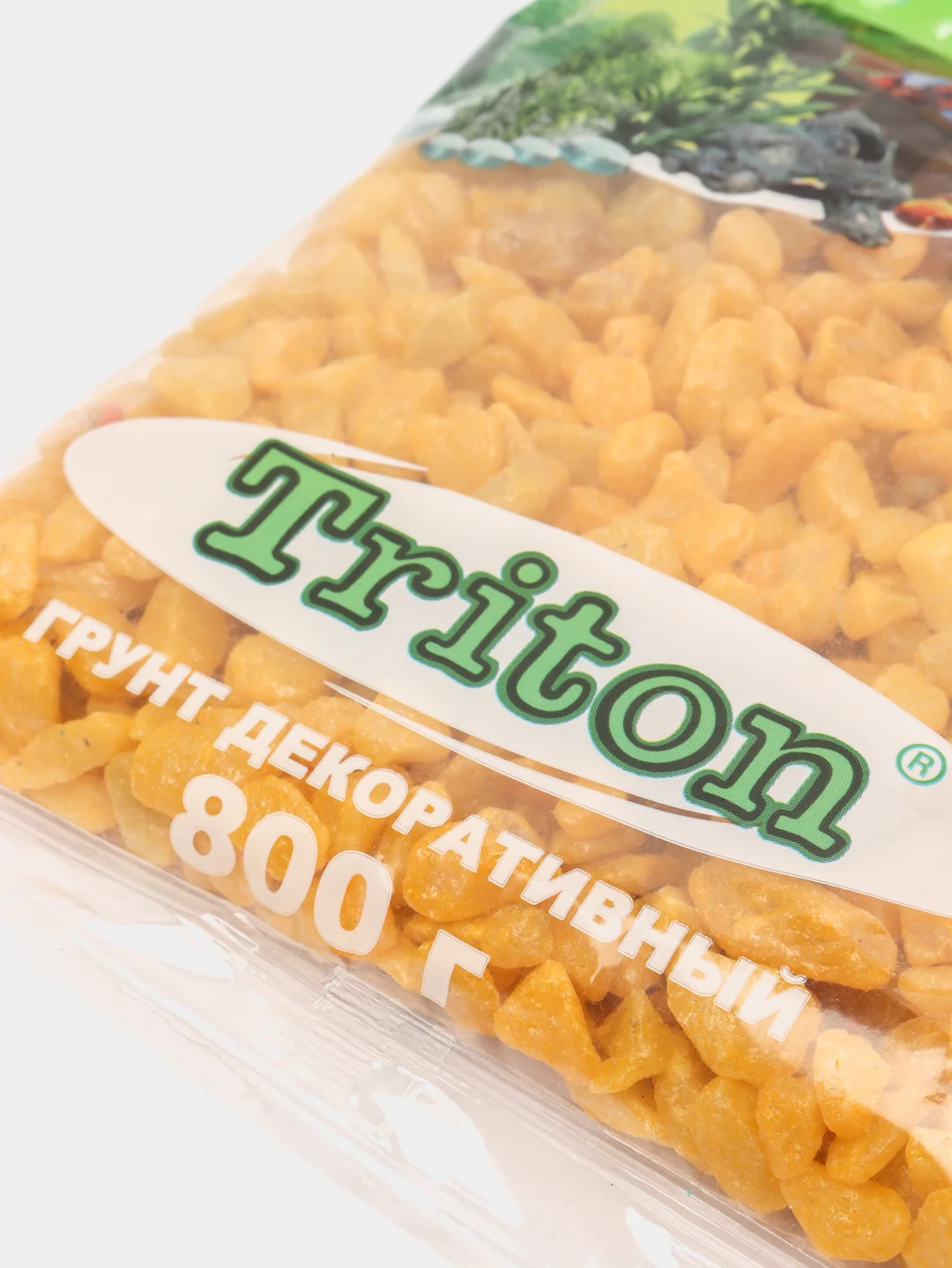 Желтый грунт для аквариума "Тритон", блестящий, крупный, цветной, 800 г