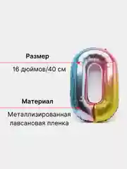 Пурпурный воздушный шар "Цифра 0" 40 см, градиент
