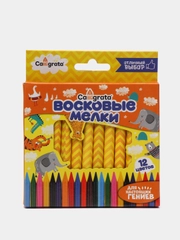 Карандаши восковые 12 цветов, в картонной коробке