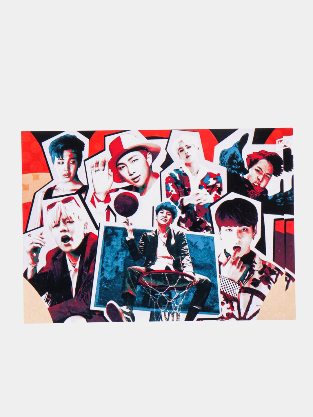Вишнёвый конверт подарочный для денег с фото открыткой k-pop "BTS"