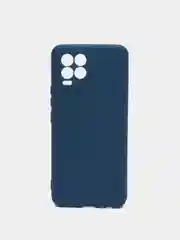 Темно-синий чехол для Realme 8 / 8 Pro c защитой камеры и бархатом внутри