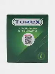 Презервативы с точками и с силиконовой интимной гель смазкой для секса Torex 3 штуки