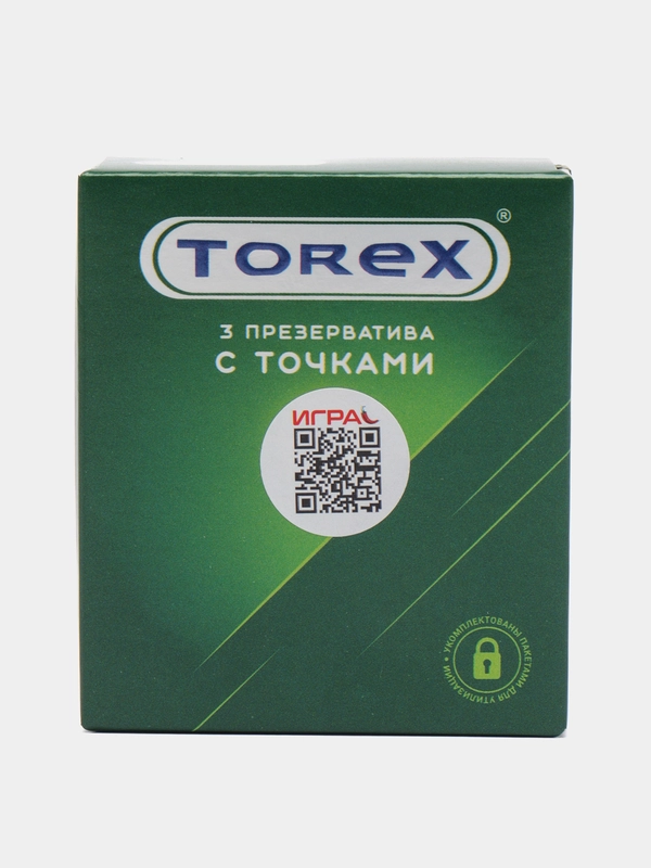 Презервативы с точками и с силиконовой интимной гель смазкой для секса Torex 3 штуки