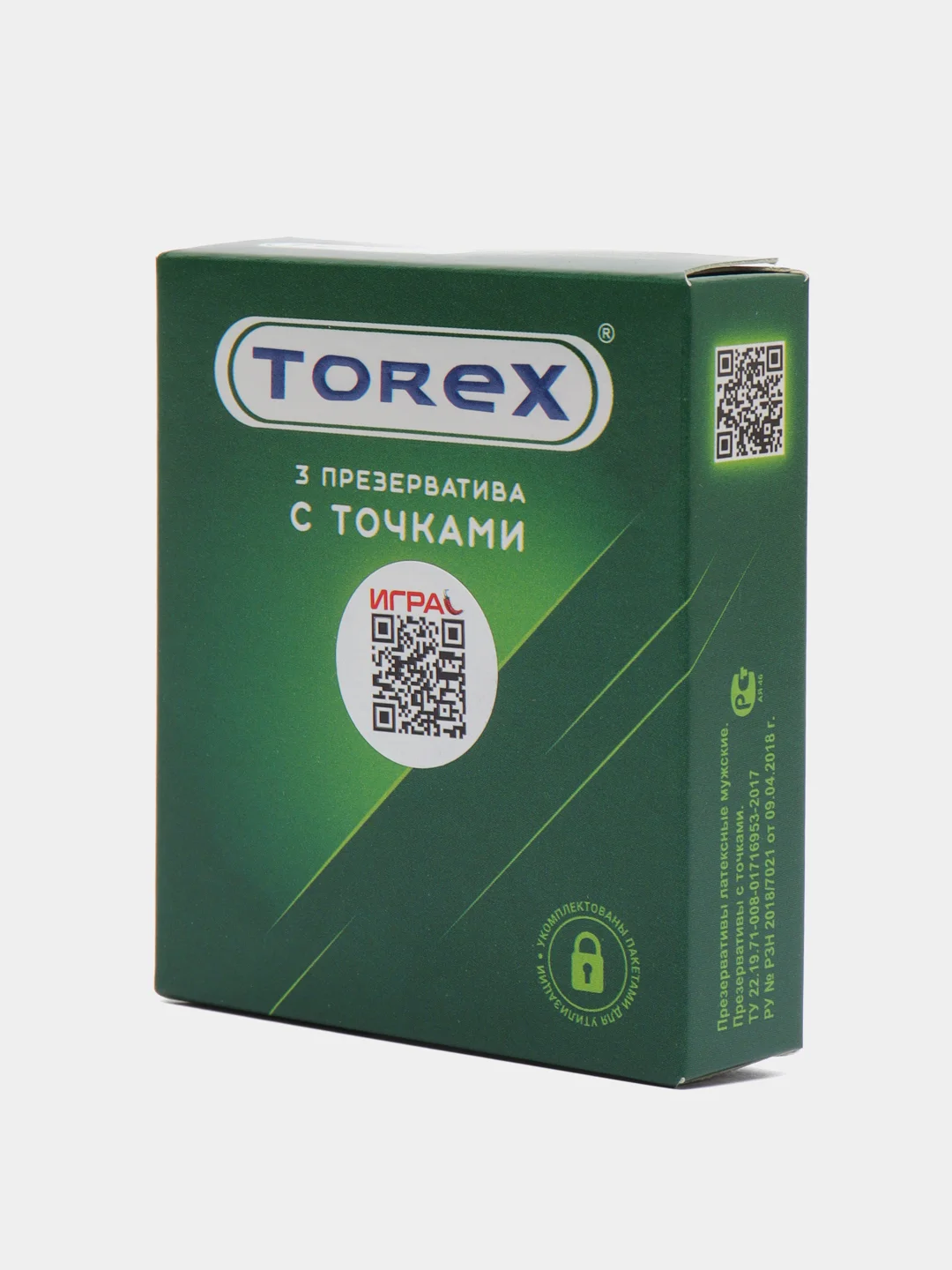 Презервативы с точками и с силиконовой интимной гель смазкой для секса Torex 3 штуки