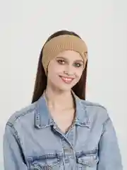 Хаки повязка вязаная на голову унисекс