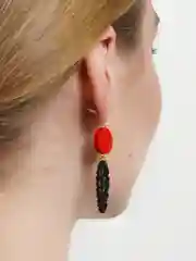 Черный серьги-подвески, плетёные